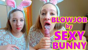 Sexy amateur bunny gives blowjob and sucks the Soul out of Older Man Amazing Deepthroat  Throatpie POV Cum in Mouth