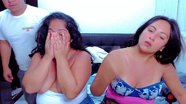 My stepfather left me in charge of my stepsisters and they wanted to party so in return I asked them to show me those big and sexy Latina tits then I started fucking them one by one