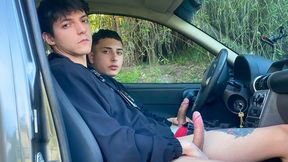 Horny Twink 18+ Picks Up Sexy Passenger for Unexpected Raw Fuck Ride