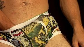 Stripping down and jackin in his HOT cartoon undies