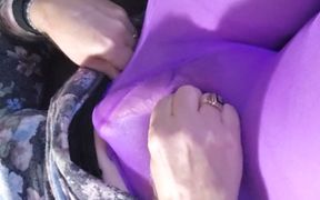 Gay crossdress tease, masturbate, cum on my purple nylon pantyhose.