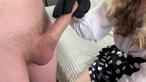teen jerks off my cock until a fountain of cum pours out of it