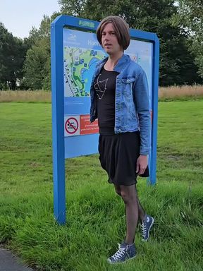 Playing and flashing in park