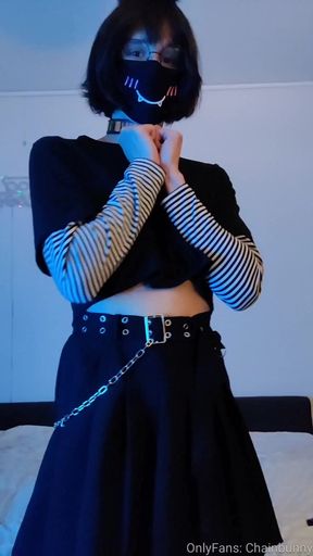 Cute Collared Femboy Bunny Jerks Off Huge Cock