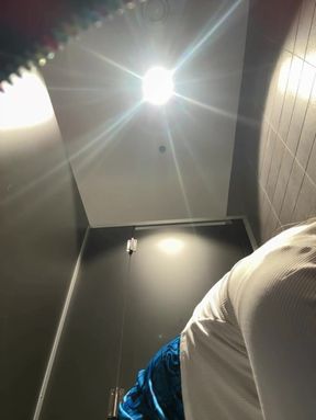 Tattooed Blonde with Big Tits and Hairy Pussy Masturbates in Mcdonald’s Toilet Then Double Fingers Herself to Orgasm