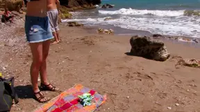 Hot babe enjoys DP by the sea with double anal