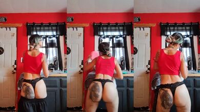 Teasing in a thong while drying dishes native american tattooed girl twerking