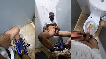 Masturbating in a public bathroom