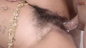 bronze skin and silk threads - hairy indian and the brazilian teen fucking no condom