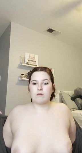 Tiny teen teases her big tits on OnlyFans