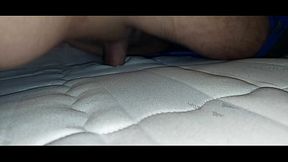 I fuck the hotel mattress and ejaculate sperm on it.