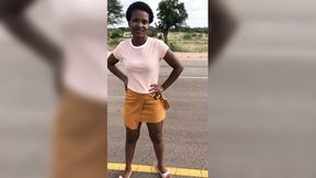 Ebony street hooker licks pussy and rides big black cock