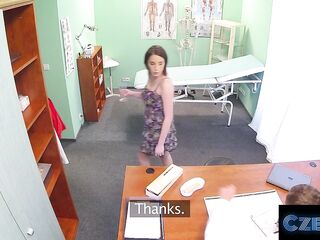 That babe gets her LARGE CZECH BREASTS out for the doctor - CZECH XXX