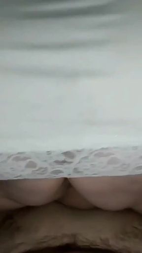 60 year old woman in white lingerie fucks and gets a cock taken in her pussy   Clip 1