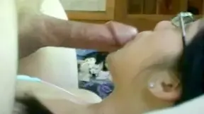 Hot mouth nerd shows she has a big mouth and throat for sucking