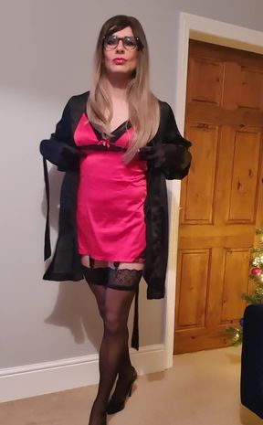 Teasing in my dark seamed hold up stockings, suspenders.