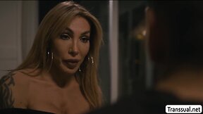 Stepson didnt expect tgirl eva will come to fuck