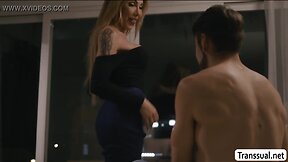 Stepson didnt expect tgirl eva will come to fuck