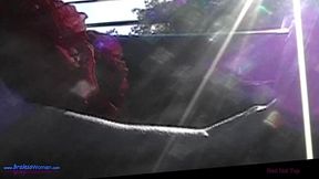 Unmarried MILF in sheer red top &mdash;  braless &mdash;  seducing strangers in public