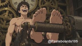 Bound Anime Muscle Hunks - Brush Machines On Their Bare Soles