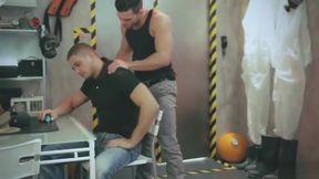 Macho muscle men in hot gay threesome