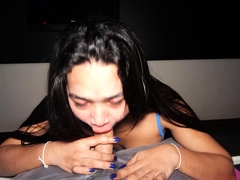 Curvy Asian ladyboy happy end massage