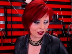 Seductive Redhead Milf: Smoking in Latex Boots