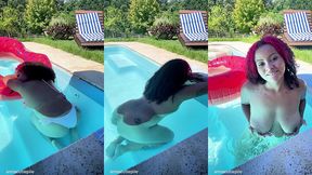 naked pool farting big ass bubbles underwater gas fun chubby girl