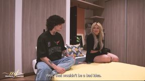 A stepmother ends up being fucked by her stepson while sharing a hotel bed - Monique Fuentes