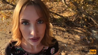 Outdoor Blowjob and Cum in Mouth! - Sweet Teen Doing Blowjob on the Beach.