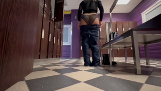 Showing my tits and ass in the women’s locker room