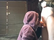 Scrawny Dicked Friend Pays For Blowjob while Heather Kane's on Her Cigarette Break