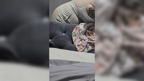 Stepmom in bodysuit changes in front of stepson