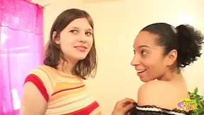 Black and a Brunette Lesbian Friends Try Lesbian Sex and Dildos for the First Time