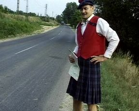 Piss-addicted French slut fucked in gangbang on the tennis court