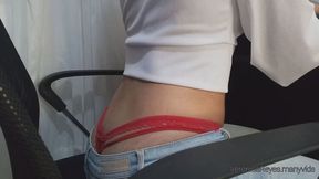 Sexy co-worker with tight jeans and whale tail
