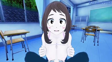 Ochako’s tight wet cunt squeezing me raw in class 3D hentai hardcore