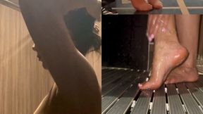 Barefoot Gym Shower - Wet Feet, Toes & Drying After My Workout