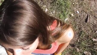Slender teen tries outdoor anal sex while cuckold films this