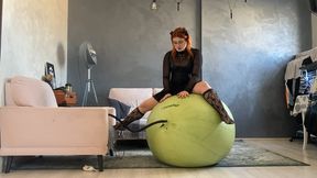 Goth Girl Bounce – Sabina Plays Hard with Her Giant Olive Ball