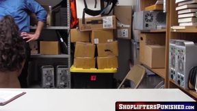 Shop owner punishes cute teenie thief with big cock