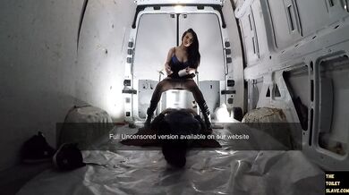 Toilet slave in a van takes Vidya pee like a good slut