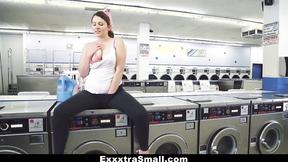 ”Small teen at the laundromat lustful for a prick inside her”