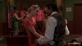 Group sex with three spicy blondes persuades the copper to finally catch