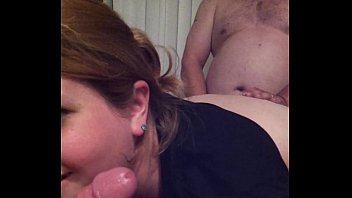 bbw sucks chub while husband fucks her