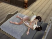 Sherlock Holmes fucks Sasha Grey on the Sims 4 bed