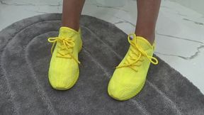 I actively wiggle my toes in my yellow sneakers a