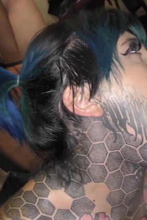 Inked Sluts Suck Cock in a Superb Bukkake