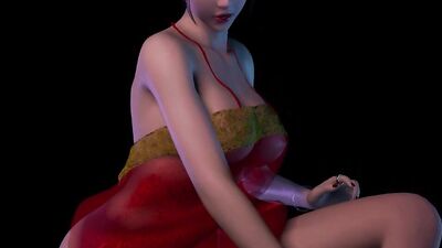 Red Bellybanded Chinese Babe Takes On Two Big Dicks In HD Porn