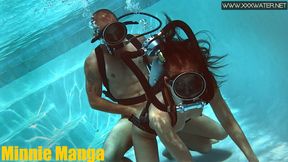 Minnie Manga eats huge cock underwater